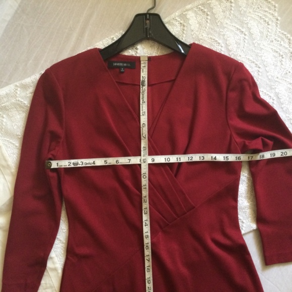 Lafayette 148 Red Pleated Crossover Bodice Dress 8 - Picture 6 of 13